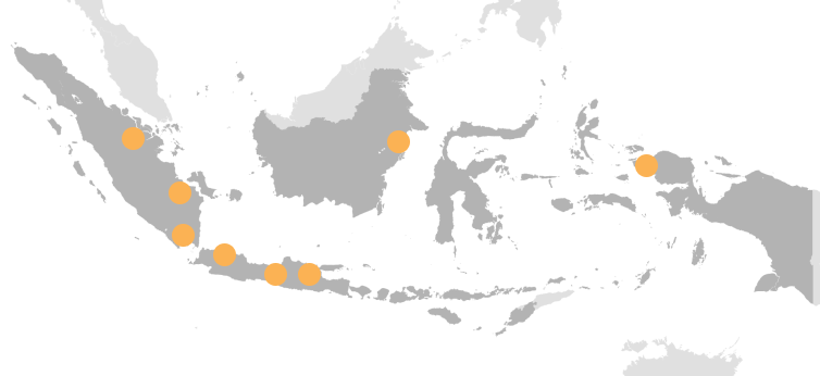 Indonesia map with partner points